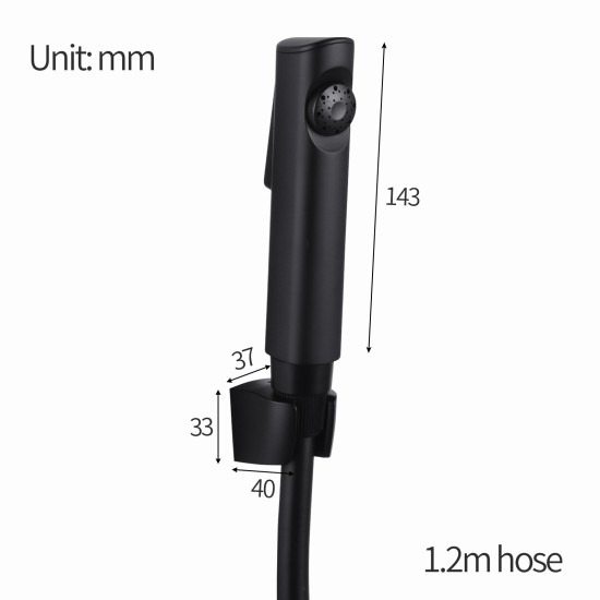 Bathroom Black ABS Handheld Toilet Bidet Spray Kit with 1.2m PVC Water Hose